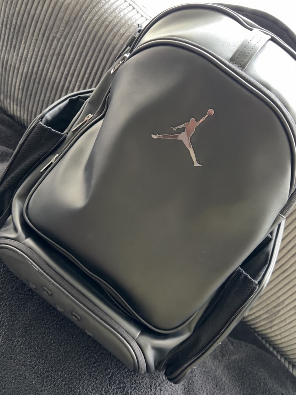 Jordan Black Men's Backpack with Subtle Metallic Logo
